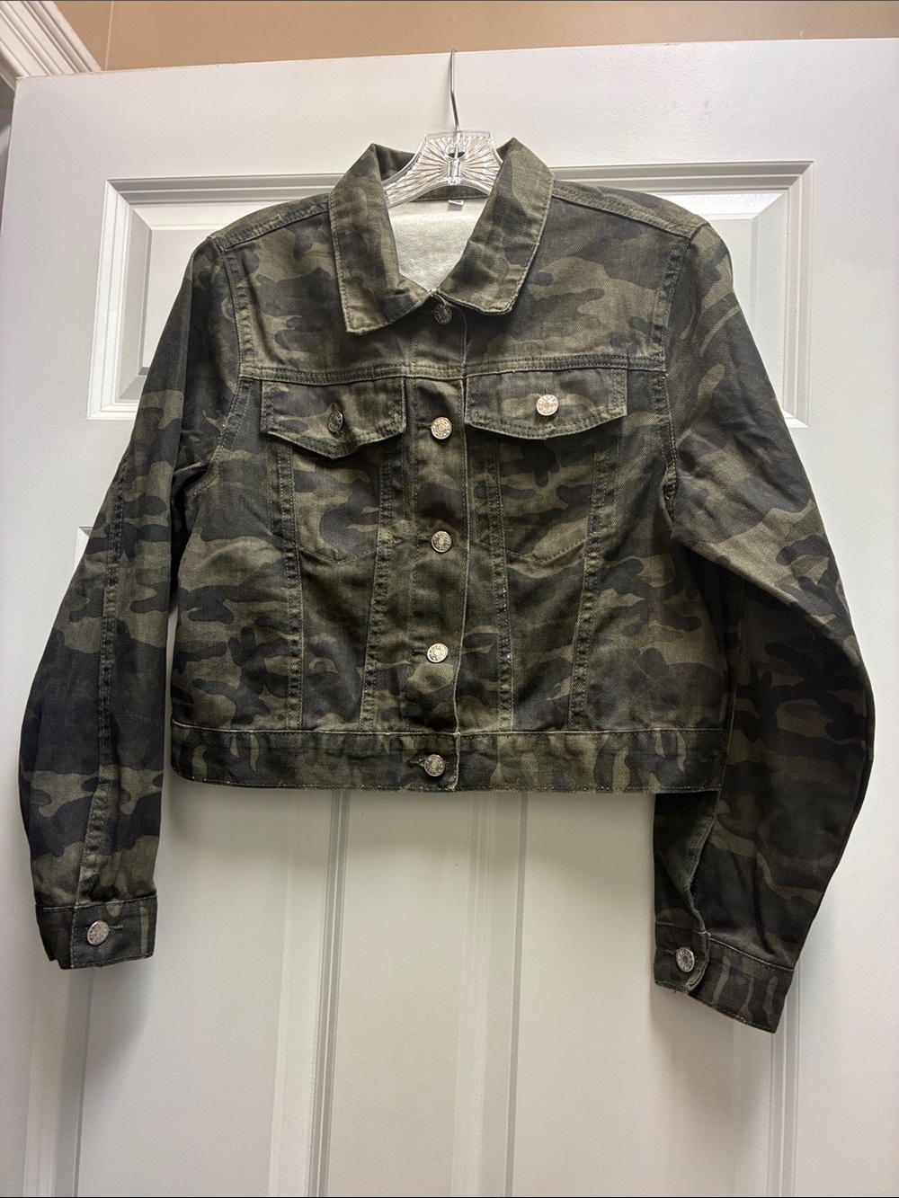 Camo Crop Jacket - Women's Military Print Jacket